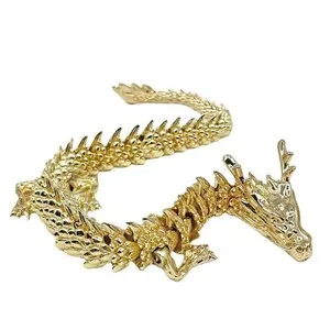 Authentic Zodiac Crafts Collectibles Gold Plated 3D Large Dragon Ornament Swingable·
