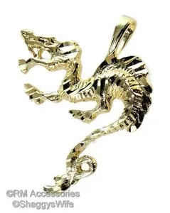 Authentic Oriental Dragon Pendant / Charm EP Gold Plated Jewelry w/ Lifetime Guarantee!