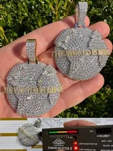 Authentic MOISSANITE 925 Silver/Gold Plated Iced World Is Mine Globe Map Pendant Necklace