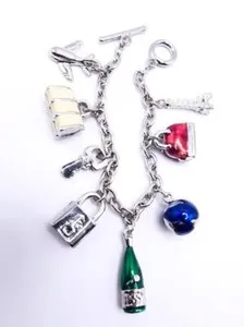 Authentic The Odyssey of the Wanderer: 18kt White Gold Plated Travel Charms Bracelet