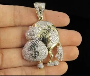 Authentic Sacred Wealth Attractor - 1.5 ct Moissanite Men's Globe Money Bag Pendant