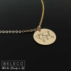 Authentic World Map Necklace Travel Charm Earth Day Pendant Graduation Globe Jewelry