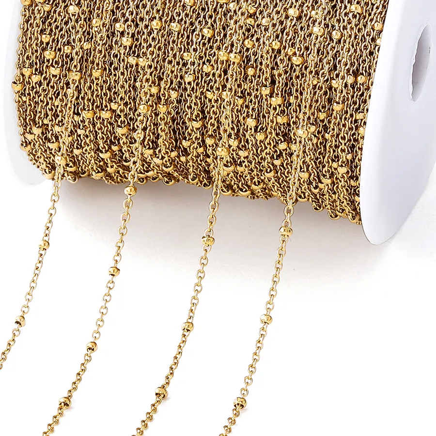 Authentic No Fade 2Meters Chain Cross Chain with Beads for DIY Necklace Bracelet Anklet Jewelry Making Accessories