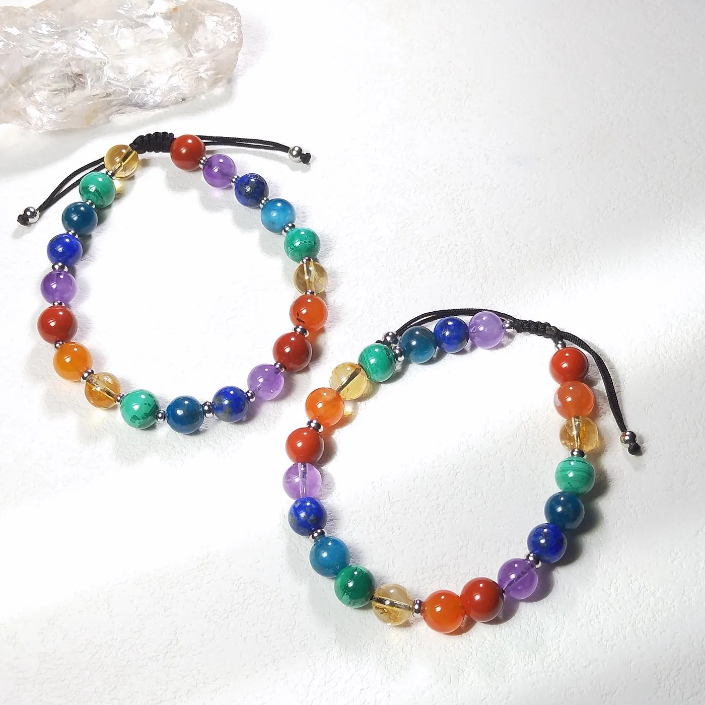 Authentic Lii Ji Natural Stone 7 Chakras Beaded 8mm Adjustable Bracelet For Male Jewelry