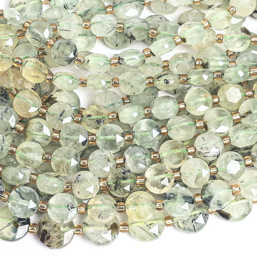 Authentic NATURAL PREHNITE BEADS GREEN FACETED ROUND HEALING STONE LOOSE GEMSTONE BEADS FOR DIY JEWELRY MAKING ACCESSORIES 8MM 10MM