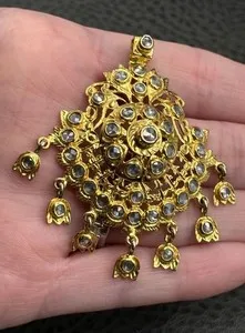 Authentic Celestial Tanzanite Chandelier Amulet: Gold-Plated Boho Talisman of Inner Light