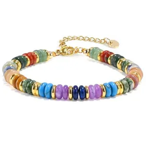 Authentic Gold Plated Disc Beaded Bracelets for Women,Boho Bracelets Gifts for Women Multi