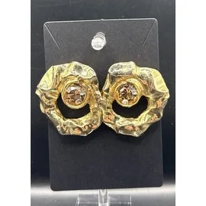 Authentic 24k Gold Plated Boho Statement Stud Earrings