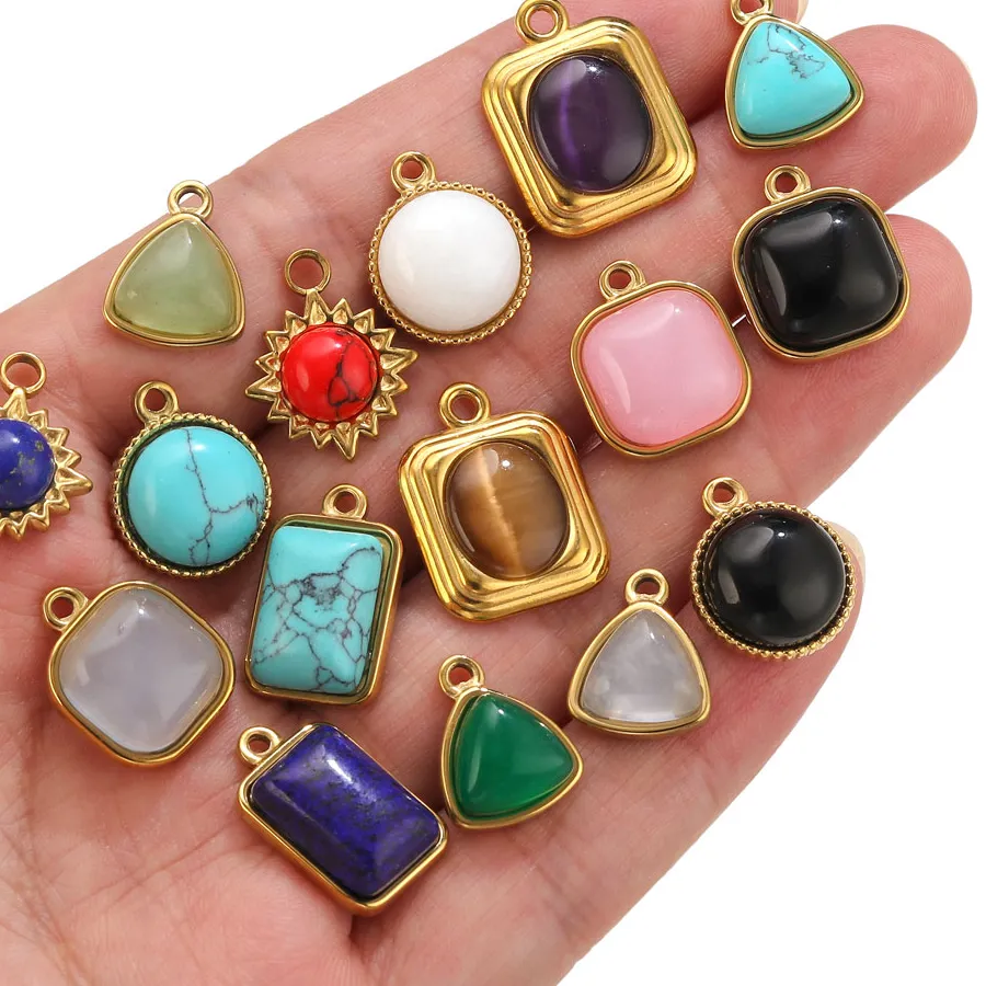 Authentic 3pcs Natural Stone Charms For Necklace Bracelet Earrings Jewelry Pendants Boho Charm Jewelry Handmade Supplies
