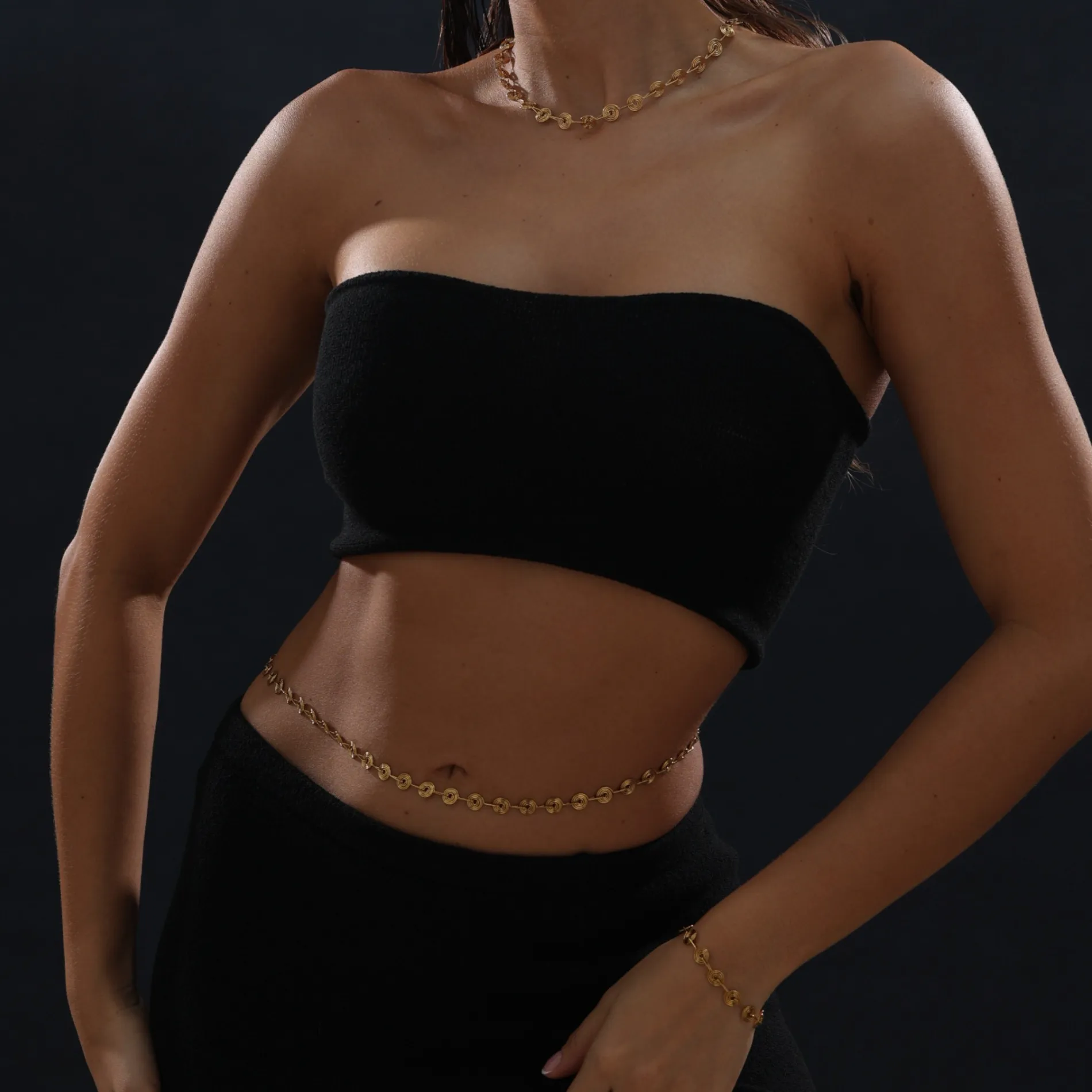 Authentic Plated 18k Gold Spiral Coil Belly Chain Waist Beads Summer Accessories for Beach Sexy Boho Tarnish Free Jewelry