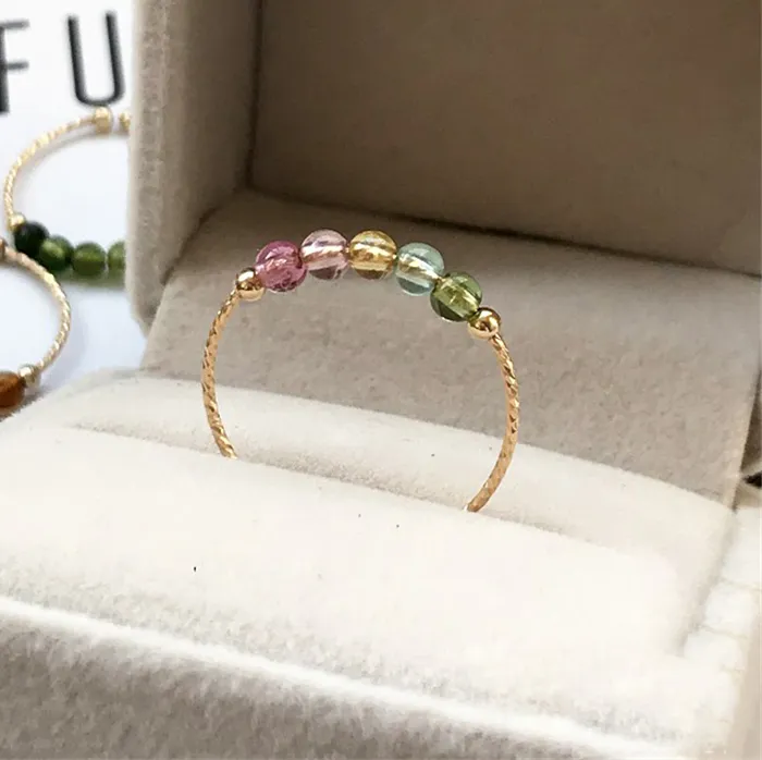 Authentic Natural Jasper Rings 14K Gold Filled Knuckle Rings Gold Jewelry Mujer Bague Femme Handmade Minimalism Jewelry Boho Women Ring