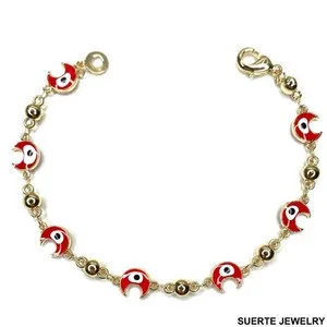 Authentic 14K Gold Plated Evil Eye Amulet Bracelet Oro Laminado Mal De Ojo Pulsera 7.5”