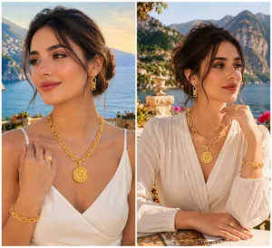 Authentic Girl Who Loves Elegance 💃LuxuryJewelry Set💃 Gold Plated 💃Best Price