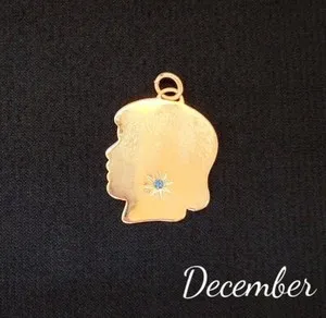 Authentic Celestial Guardian Angel Charm with Birthstone Infusion - Gold-Plated Engraved Silhouette Amulet