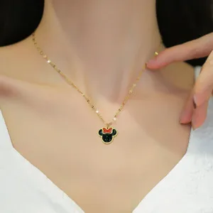 Authentic 18k Gold Plated Lovely Mickey Pendant Necklace Girl's Jewelry