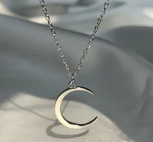 Authentic Celestial Moon Necklace - 925 Sterling Silver Delicate Moon Chain Amulet
