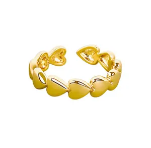 Authentic Women Girl Silver Gold Plated Heart Ring Open Adjustable Size 7 TH2