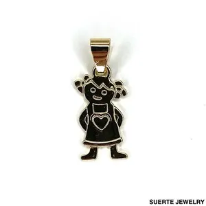 Authentic 14K Gold Plated Girl Charm Pendant Oro Laminado Niña Dije Medalla