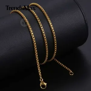 Authentic Silver/Gold Plated Round Box Link Chain Necklace Choker for Girl
