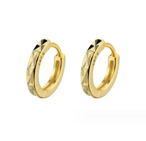 Authentic Women Girl 18K Gold Plated Small Round Huggie Hoop Earrings 15mm C9