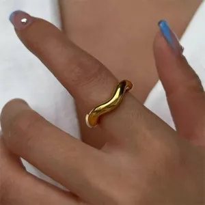 Authentic Woman 18k Gold Plated Geometry Band Ring