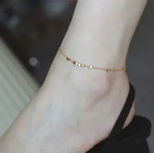 Authentic Woman 18K Gold Plated Cubes Bracelet Bangle Anklet 10 inch P11