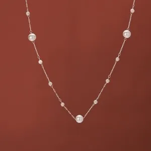 Authentic 2 Colors Woman 18k Gold Plated Pearl Beaded Tassel Charm Chain Necklace/Bracelet