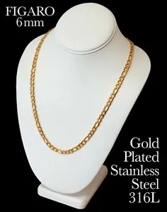 Authentic Figaro 18K Gold Plated Link Chain Necklace Man Woman 14in-48in