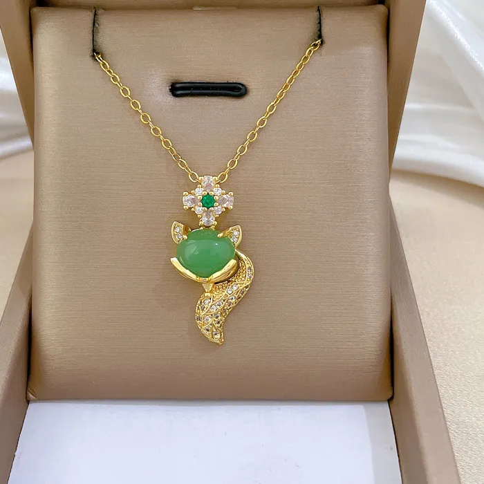 Authentic Jewelry Blue Crystal Cross Fox Necklace for Women High-end Temperament Wild Collarbone Chain Pendant Birthday
