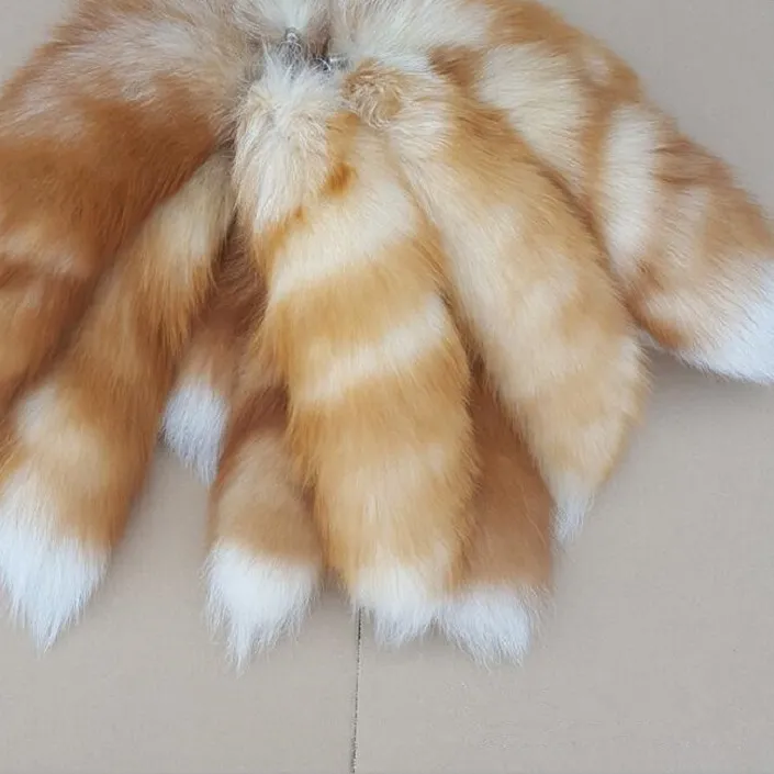 Authentic Genuine Fox Tail Keychain Fur Tassel Handbag Real Genuine crystal red Fox Fur Tail charm key ring bag pendant A74