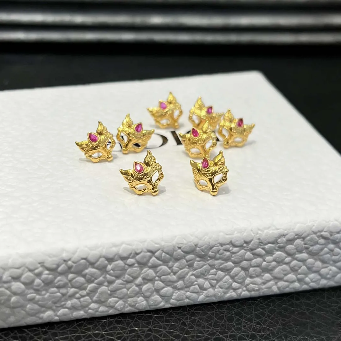 Authentic Real 18K Gold Ball Stud Earrings Certificate AU750 Fox Mask Women's Earrings Fine Jewelry Trend 2026 for Birthday Party