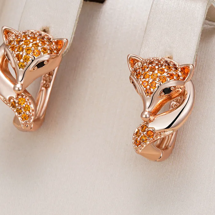 Authentic Celestial Fox Totem Earrings - Rose Gold Vitality & Intuitive Wisdom Amulets