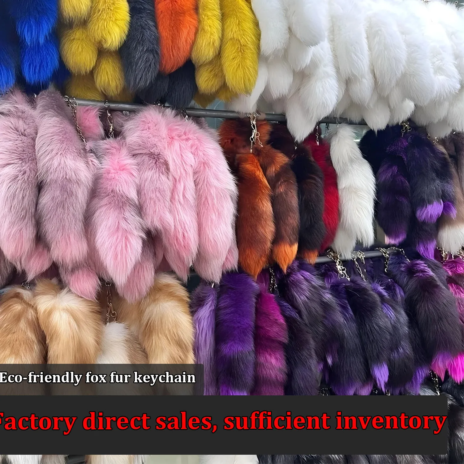 Authentic Fluffy Fox Fur Tail Keychain Keyring Kawaii Chic Y2k Accessory Pendant Length 40Cm Cosplay Tail Keychains For Women Bag Charms