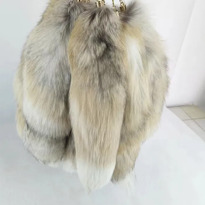 Authentic Real Fur Fox Tail Key Chain Cos Props DIY Raw Materials Bjd Tail Show Props Bag Pendant Key Chain High-End
