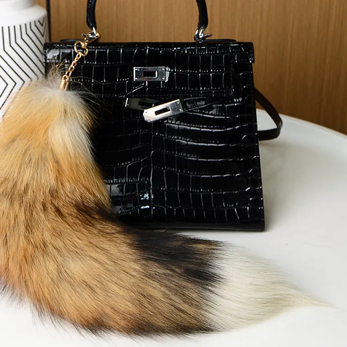 Authentic Giant Fox Tail Keychain Fluffy Fur Fox Tail Keychain Therian Tail Fox Tail Keychain Bag Charms Decor Fluffy Fur Keychain Tail