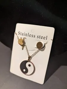 Authentic Gold Plated ying yang necklaces and gold earrings