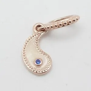 Authentic Pandora Rose Gold Plated to My Yang Blue Crystal Single Dangle Half Charm Only