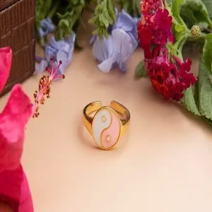 Authentic The Eternal Equilibrium Band - Yin Yang Sacred Balance Gold Plated Sterling Amulet