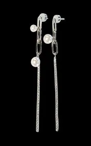 Authentic O.YANG Starlight Silver Earrings 18K Gold Plated Swarovski Crystal & Pearl