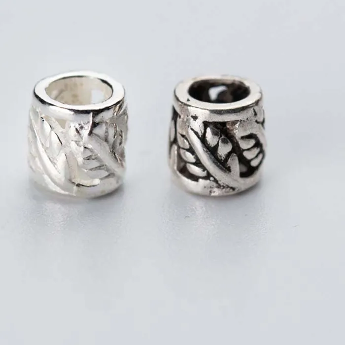 Authentic 1pc 925 Sterling Silver Big Hole Charm Beads 6x5mm Hollow Leaf Silver Spacer Beads DIY Jewelry Bracelets Necklace Findings