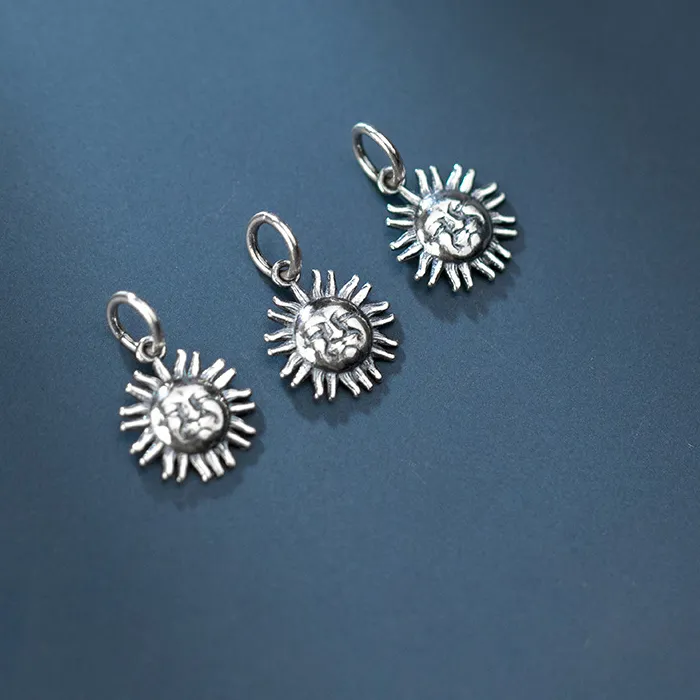 Authentic Radiant Solstice Eclipse: Handcrafted 925 Sterling Silver Sun Dangle Amulet