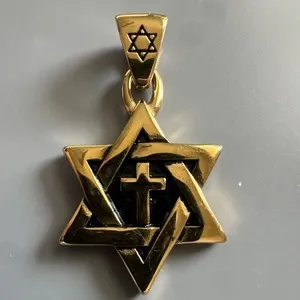 Authentic Gold Plated Star David Cross Evil Eye Pendant 24” Chain Coexist