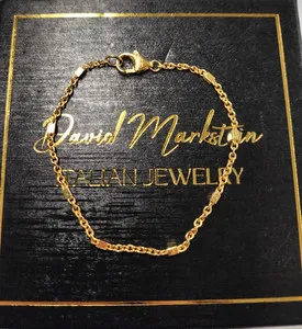 Authentic David Markstein 18K Gold Plated Bronze Premiere Cube Station Bracelet 7.25"