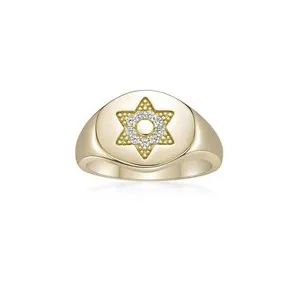 Authentic 18K Yellow Gold Plated 925 Sterling Silver Jewish Star of David Ring- Size 4-8