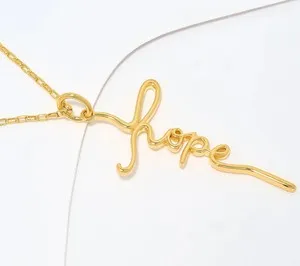 Authentic David Markstein Sterling Silver 18K Gold Plated Inspirational "Hope" 20"