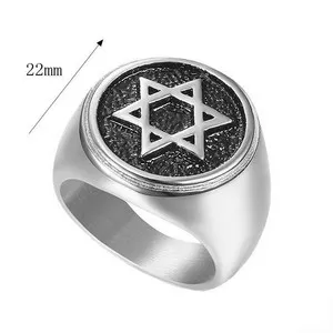 Authentic gold-plated David six-pointed star men's ring