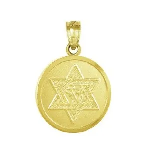 Authentic Sterling Silver Yellow Gold Plated Necklace w/ Star of David Chai Pendant Charm