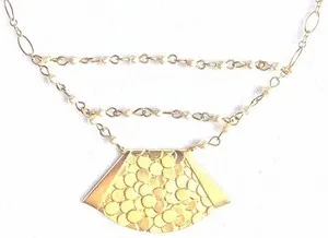 Authentic David Aubrey Hadrien 16" Gold-Plated Freshwater Pearls Embossed Pendant Necklace