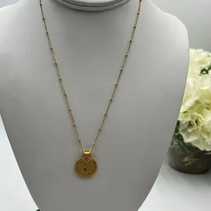 Authentic Satya Jewelry Mandala Zodiac Cancer Ruby Brushed Gold Plated Necklace