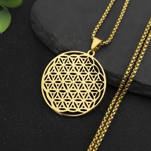 Authentic Flower of Life Gold Plated 201 Religious-Symbols Mandala Pendant